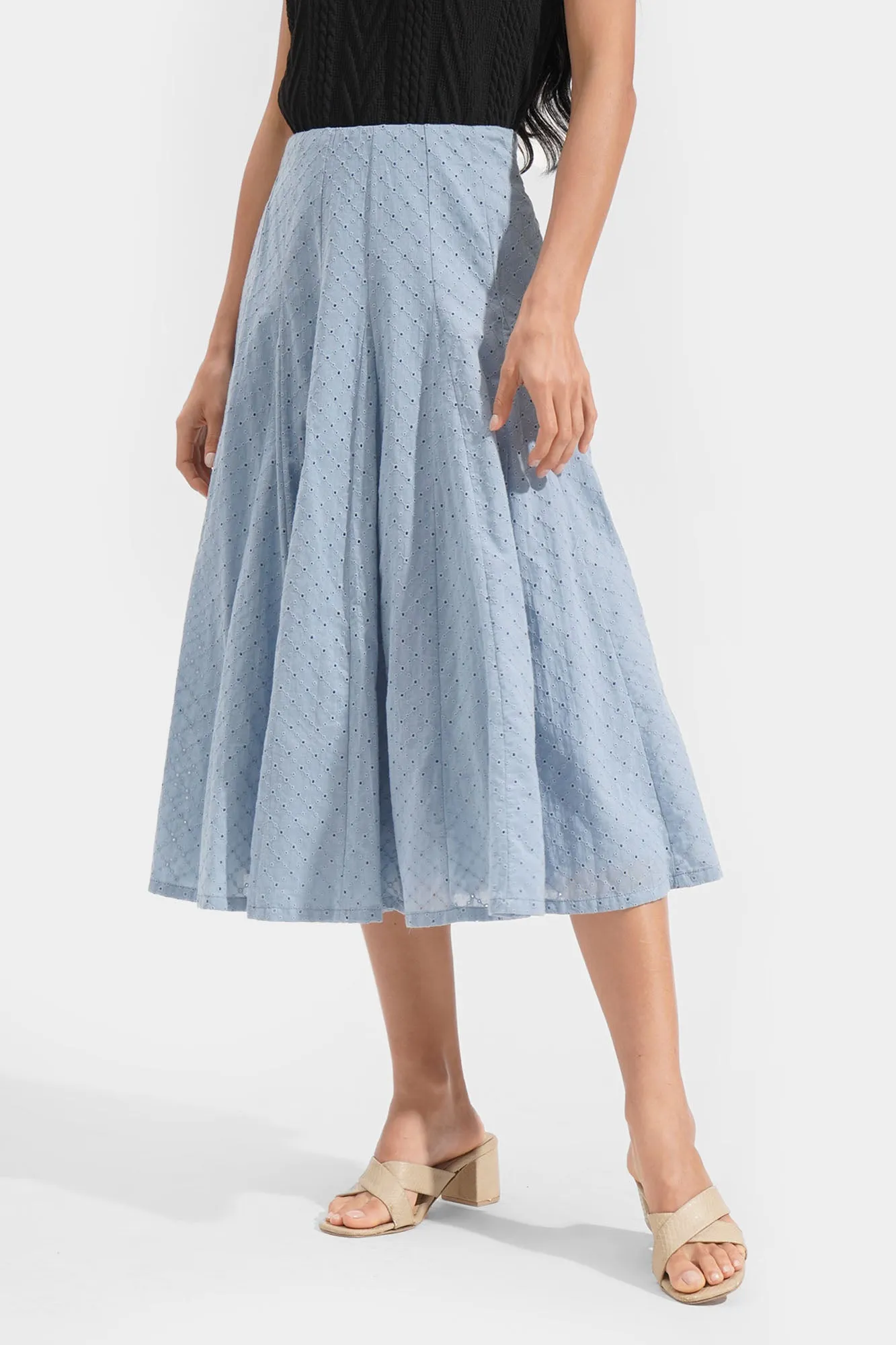 Eyelet Midi Skirt