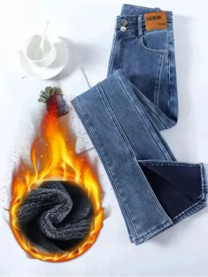 Flare Jeans High Waist Warm Casual