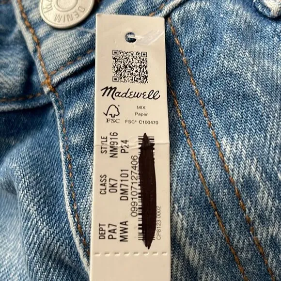 *Flaw - Small Hole Back Pocket* Madewell NWT Petite Curvy 90s Straight Jeans 24P