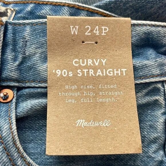 *Flaw - Small Hole Back Pocket* Madewell NWT Petite Curvy 90s Straight Jeans 24P