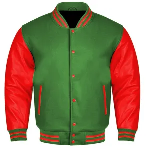 Forest Varsity Jacket - Green & Red