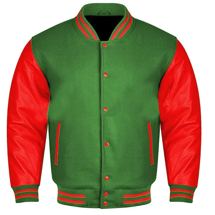 Forest Varsity Jacket - Green & Red