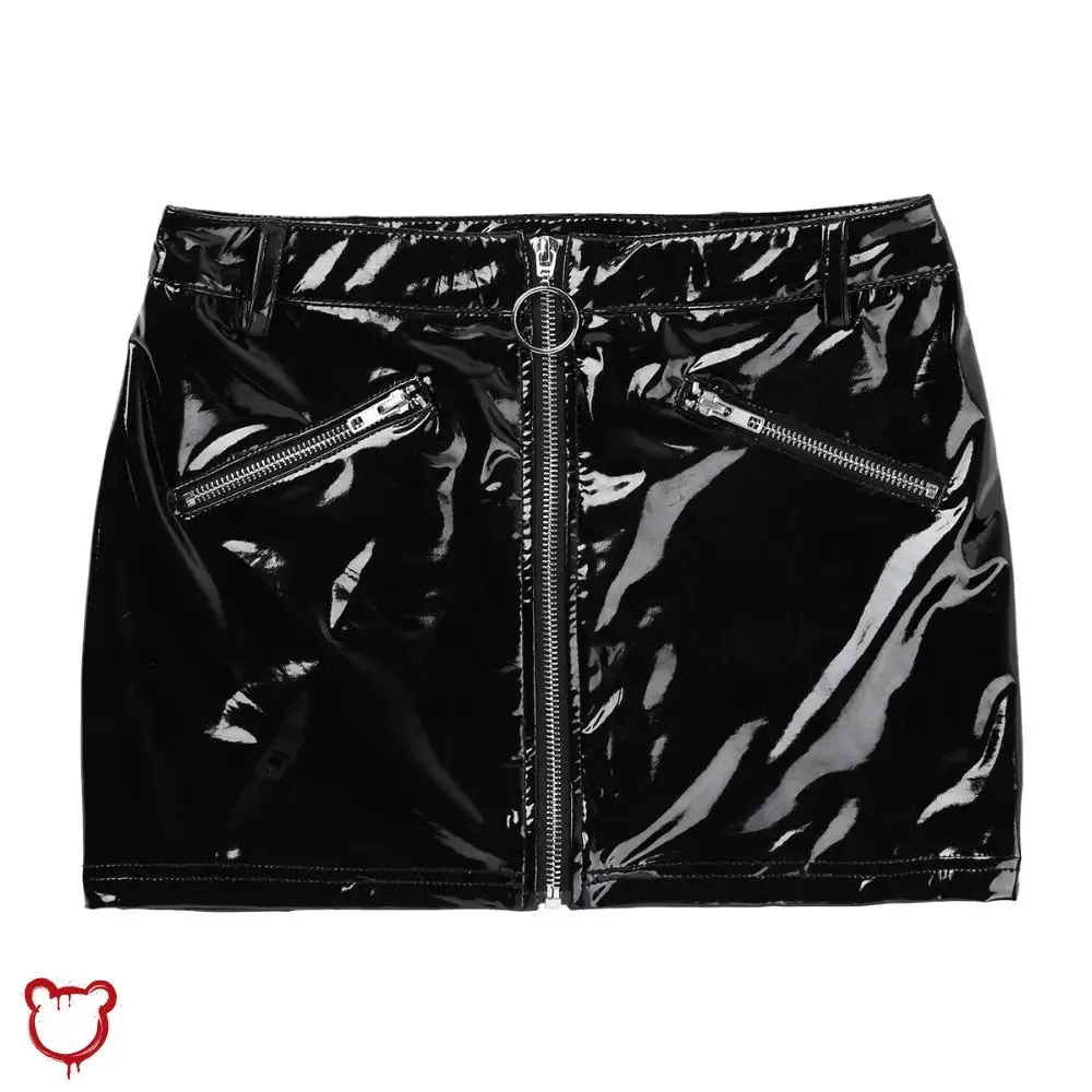 Frankenstein's Wet Look Mini Skirt