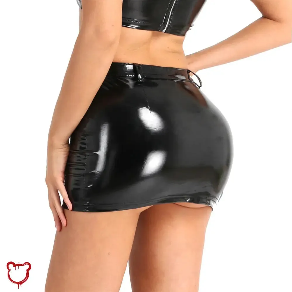 Frankenstein's Wet Look Mini Skirt