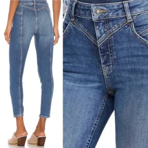 Free People We The Free Riley Seamed Cropped Ankle Length Skinny Jeans Size 30