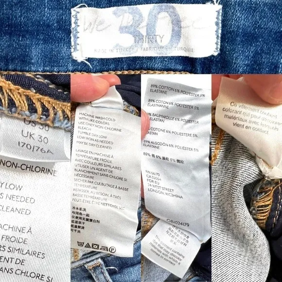 Free People We The Free Riley Seamed Cropped Ankle Length Skinny Jeans Size 30