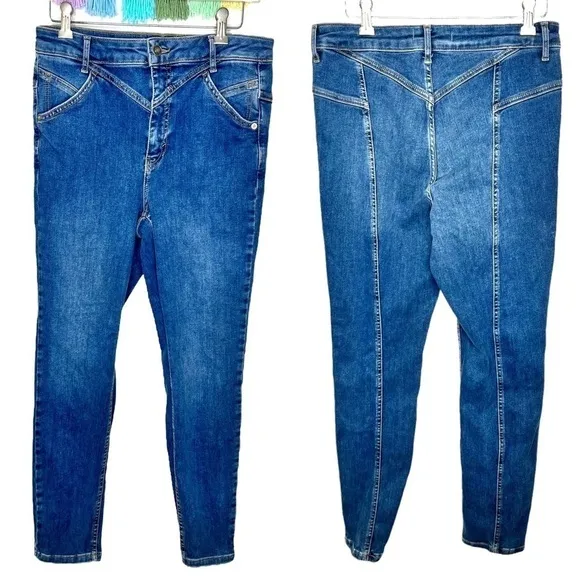 Free People We The Free Riley Seamed Cropped Ankle Length Skinny Jeans Size 30