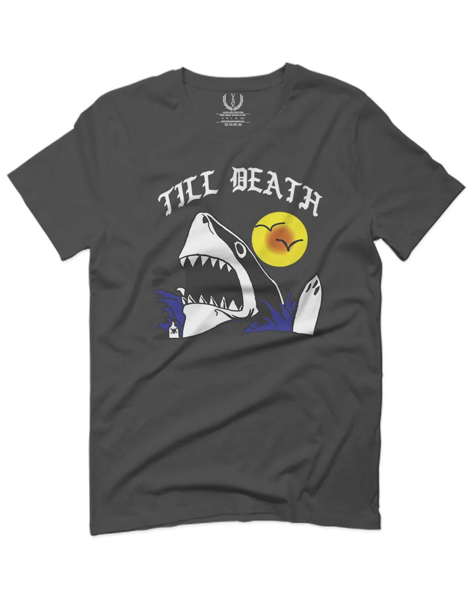 Front Shark Summer Vibe Cool Graphic Surf Till Death Society For men T Shirt