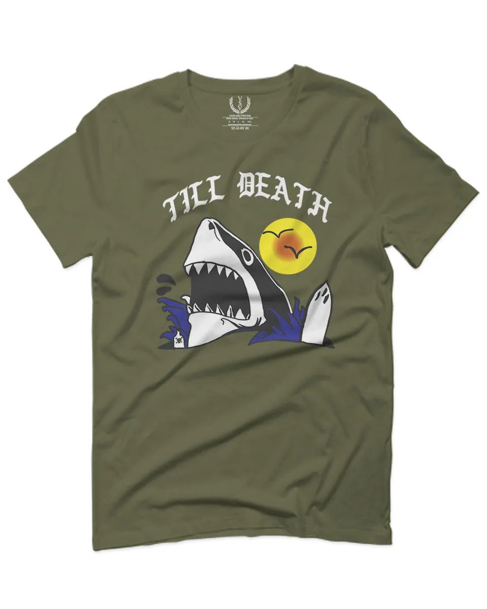 Front Shark Summer Vibe Cool Graphic Surf Till Death Society For men T Shirt