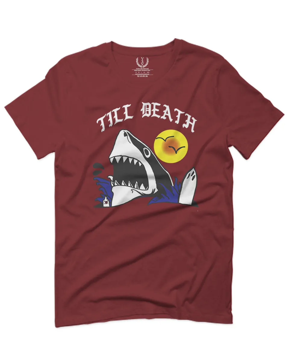 Front Shark Summer Vibe Cool Graphic Surf Till Death Society For men T Shirt