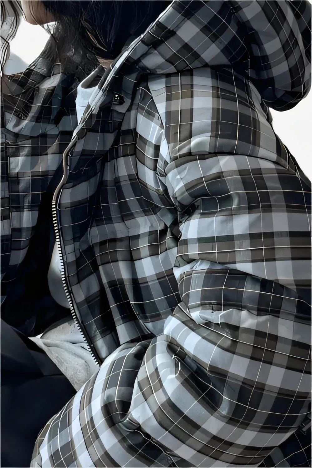 Frosted Sky Plaid Parka