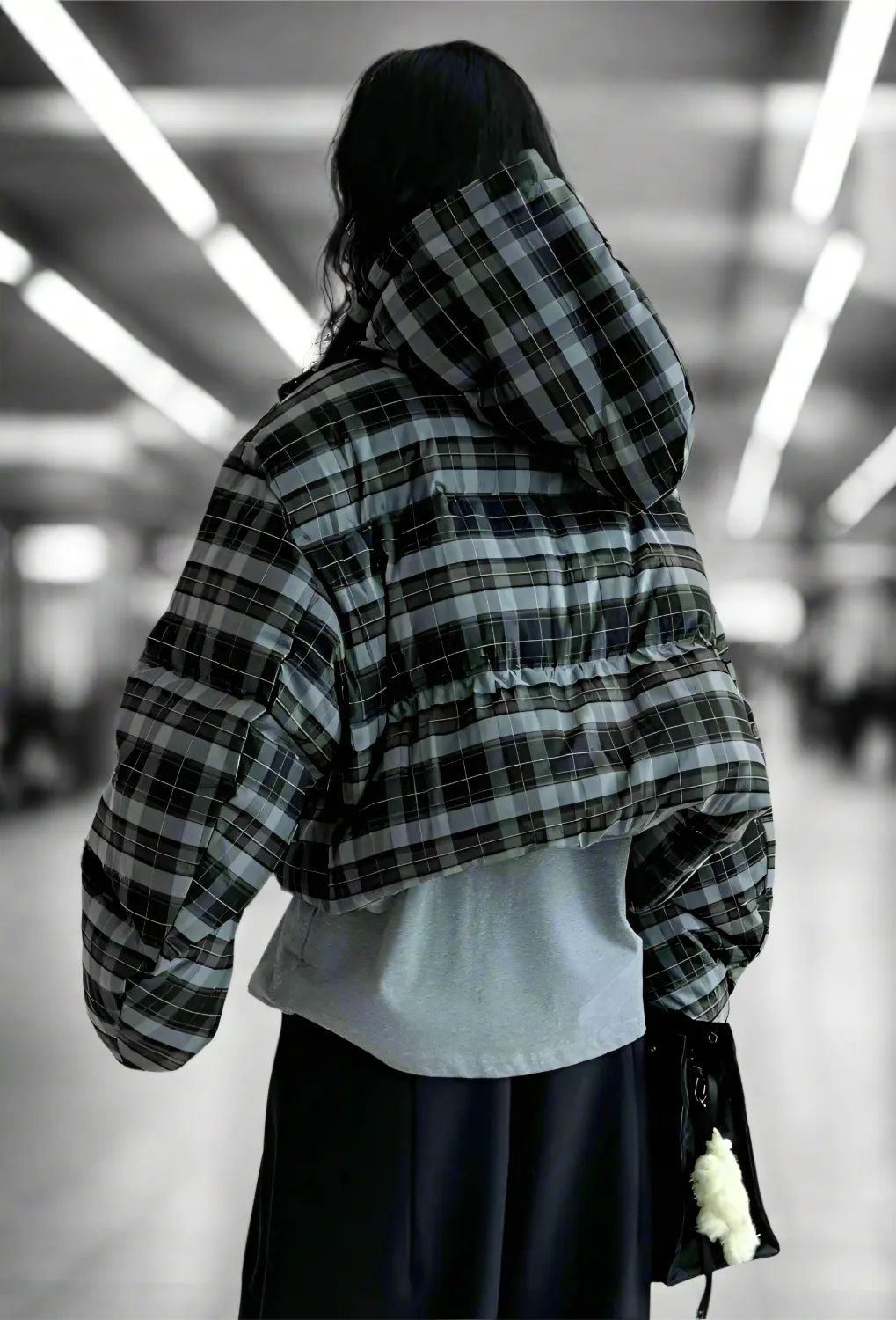 Frosted Sky Plaid Parka
