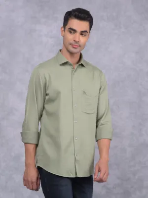 Full Sleeve Solid Cotton Blend Shirt For Men (Size-M) (Color-Green)