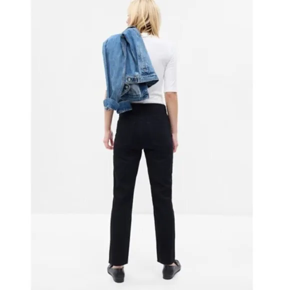 GAP High Rise 90's Style Cheeky Straight Black Wash Jeans Size 12 TALL MSRP $80