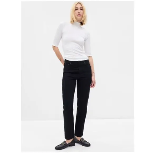GAP High Rise 90's Style Cheeky Straight Black Wash Jeans Size 12 TALL MSRP $80