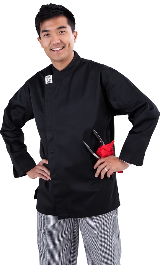 GC-Modern Black Long Sleeve Chef Jacket