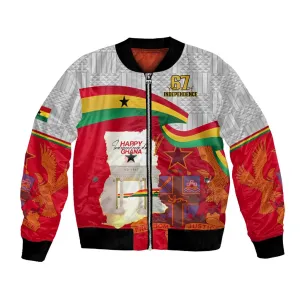 Ghana Independence Day Bomber Jacket Gana Map Happy 67 Years Anniversary LT14