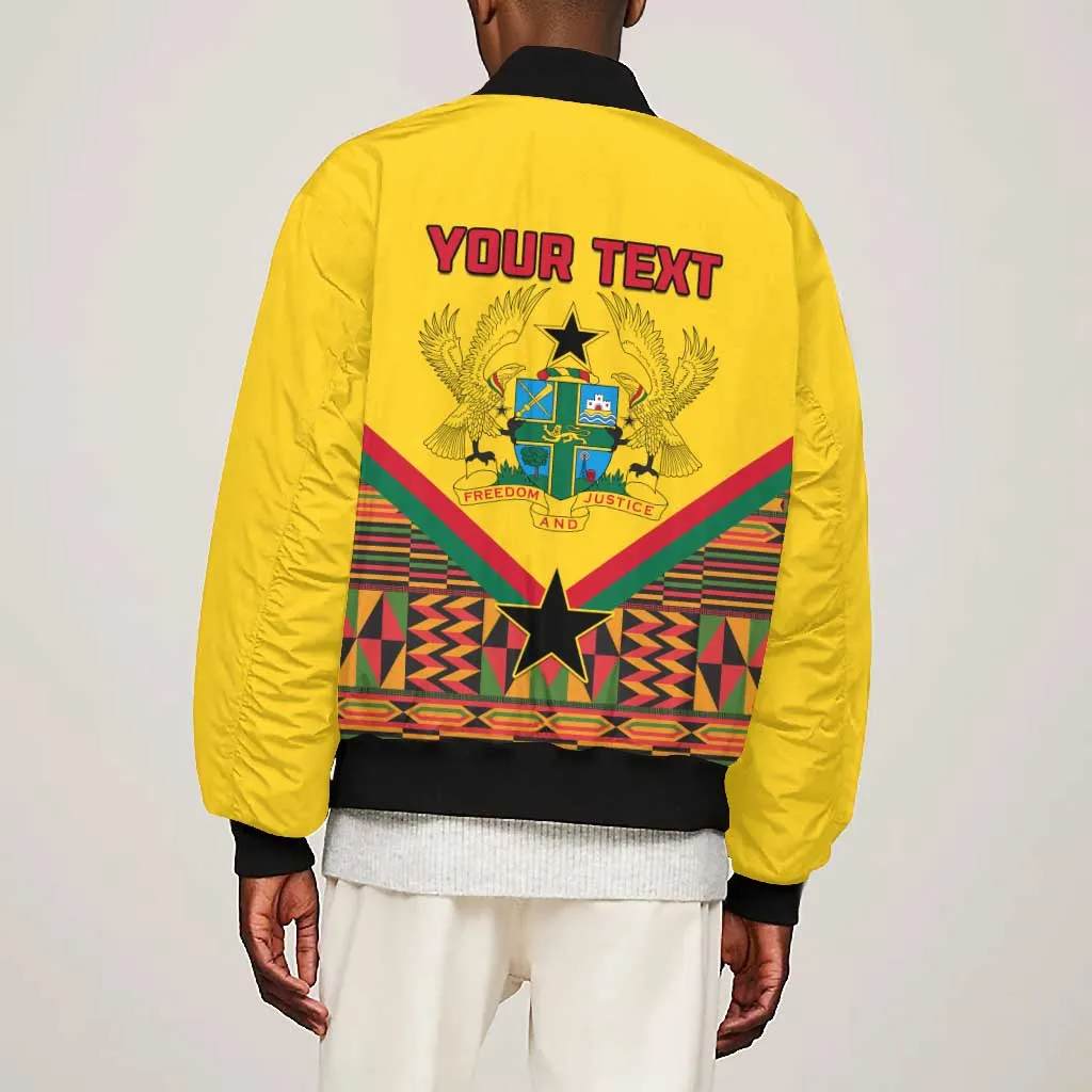 Ghana Independence Day Bomber Jacket with Freedom and Justice and African Pattern LT01