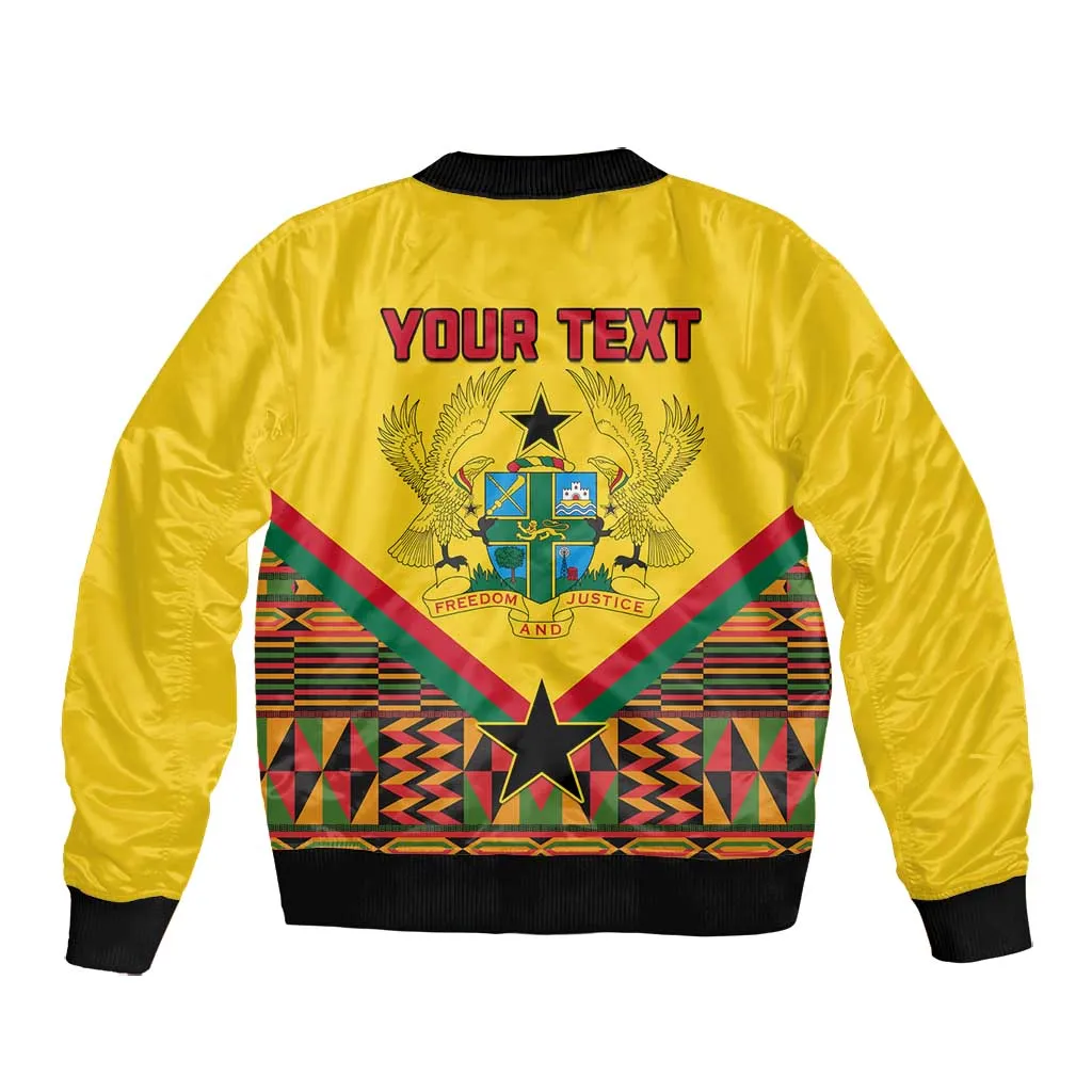 Ghana Independence Day Bomber Jacket with Freedom and Justice and African Pattern LT01