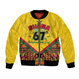 Ghana Independence Day Bomber Jacket with Freedom and Justice and African Pattern LT01