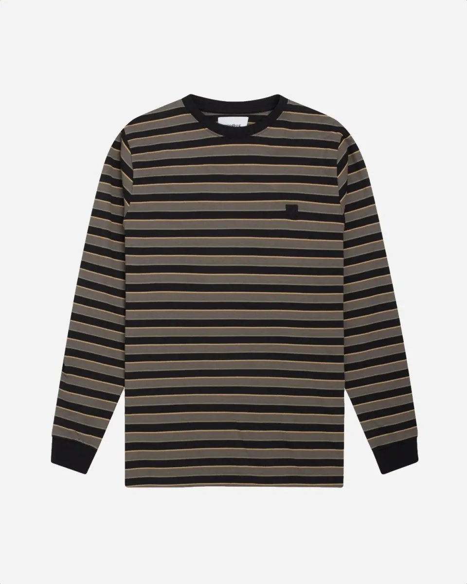 Gibs Stripe L/S Tee - Black