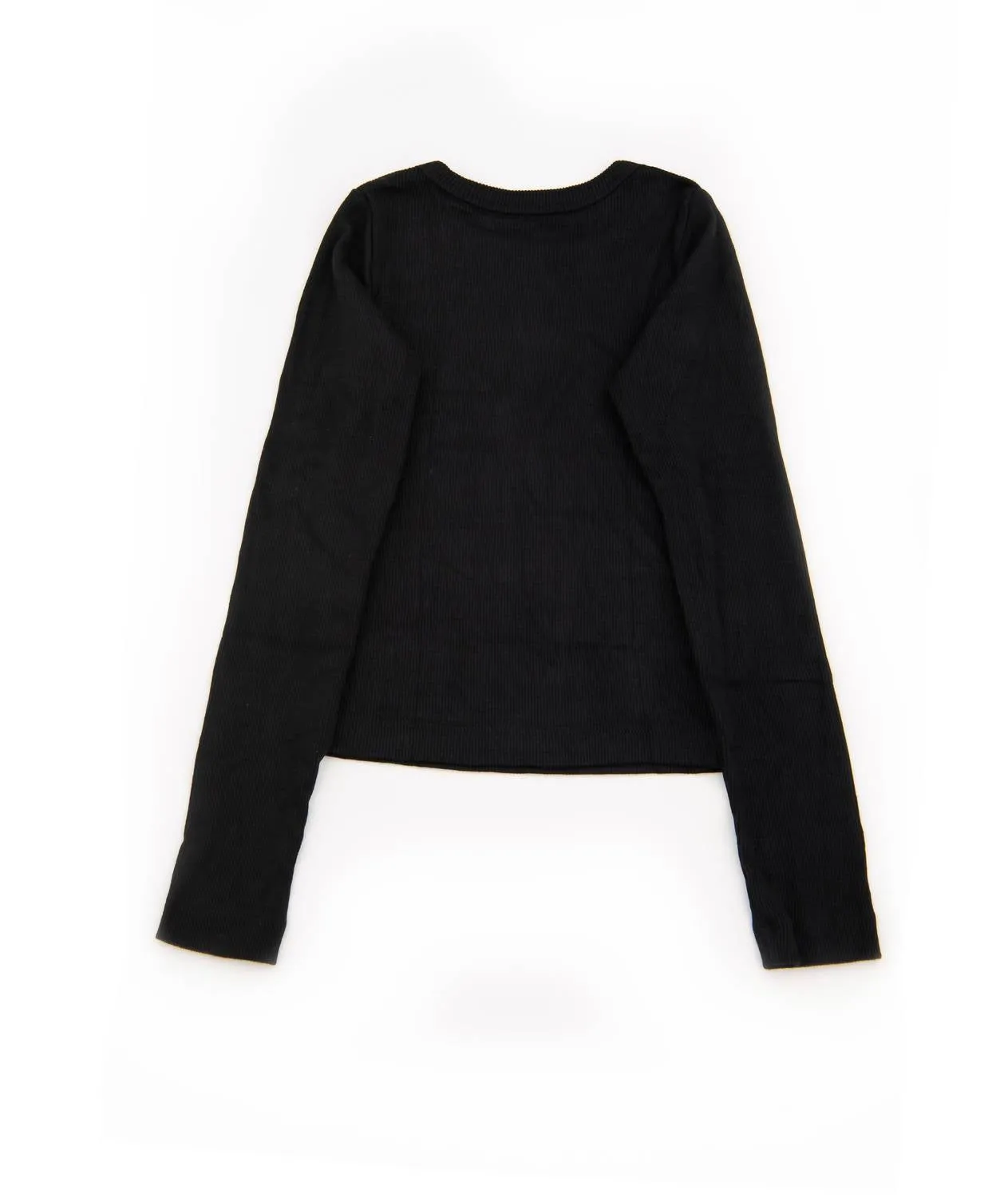 Girl's Crystal Heart Ribbed Top In Black