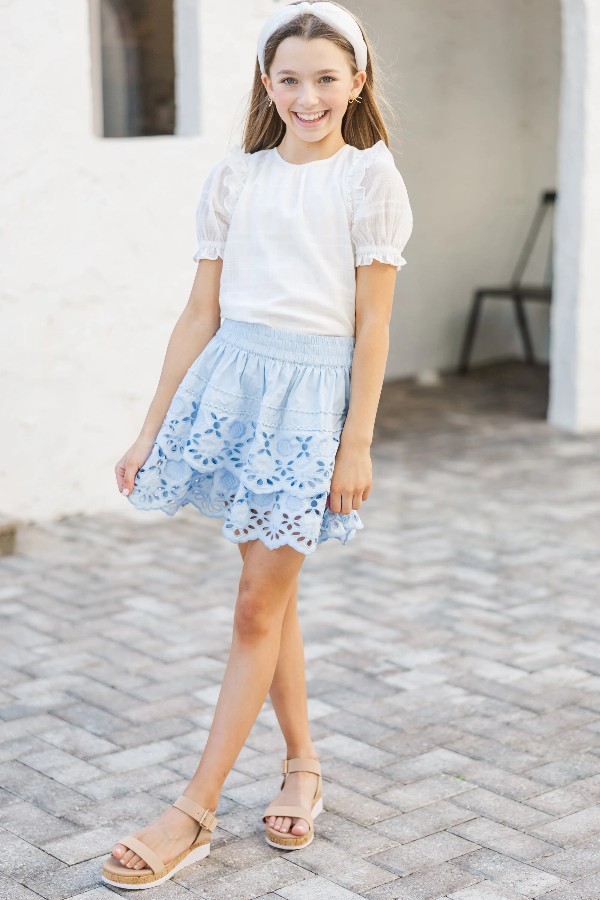 Girls: Glad To See You White Ruffled Blouse