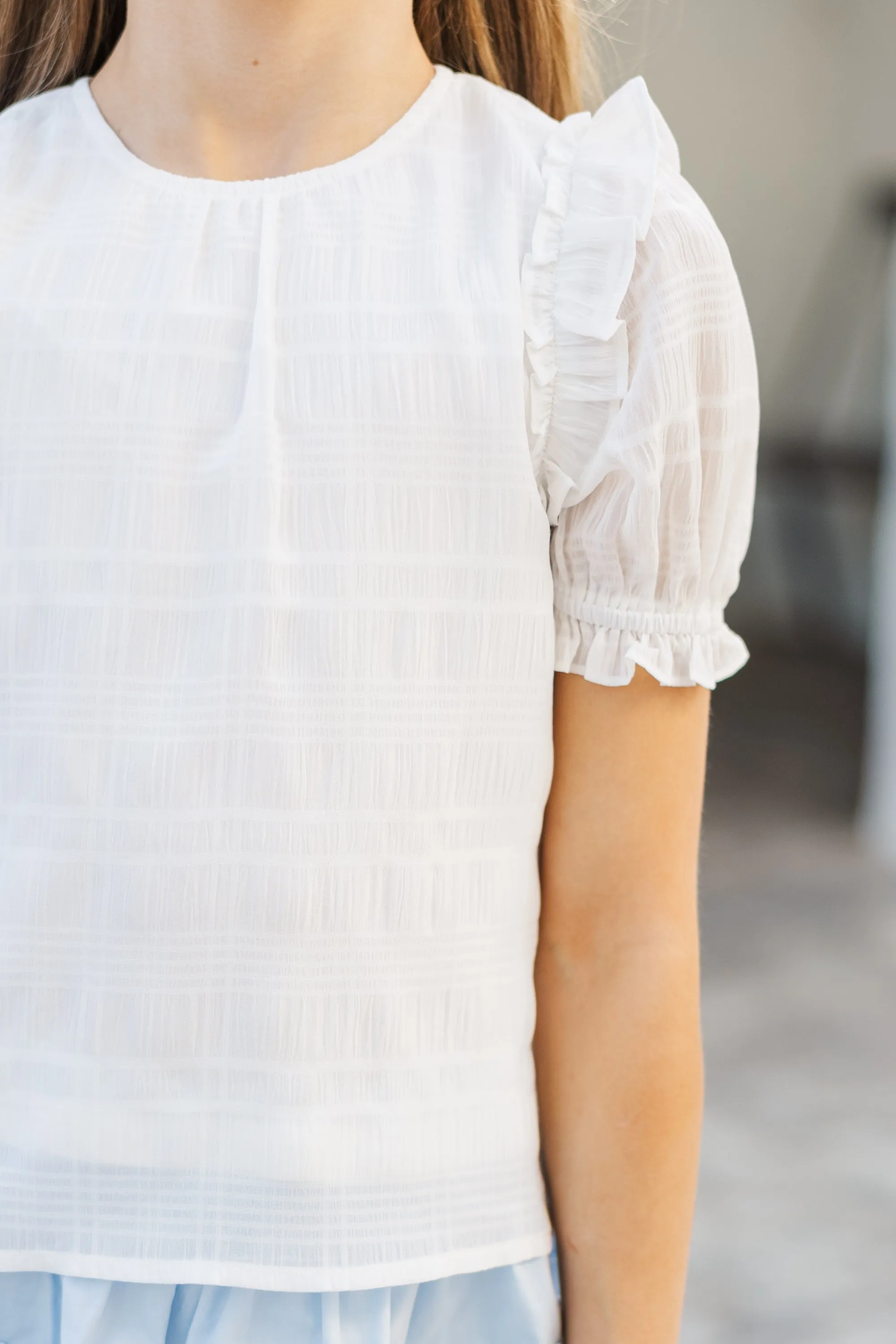 Girls: Glad To See You White Ruffled Blouse