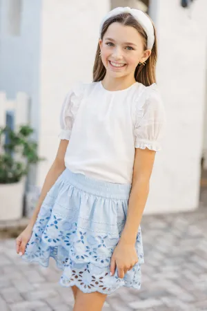 Girls: Glad To See You White Ruffled Blouse