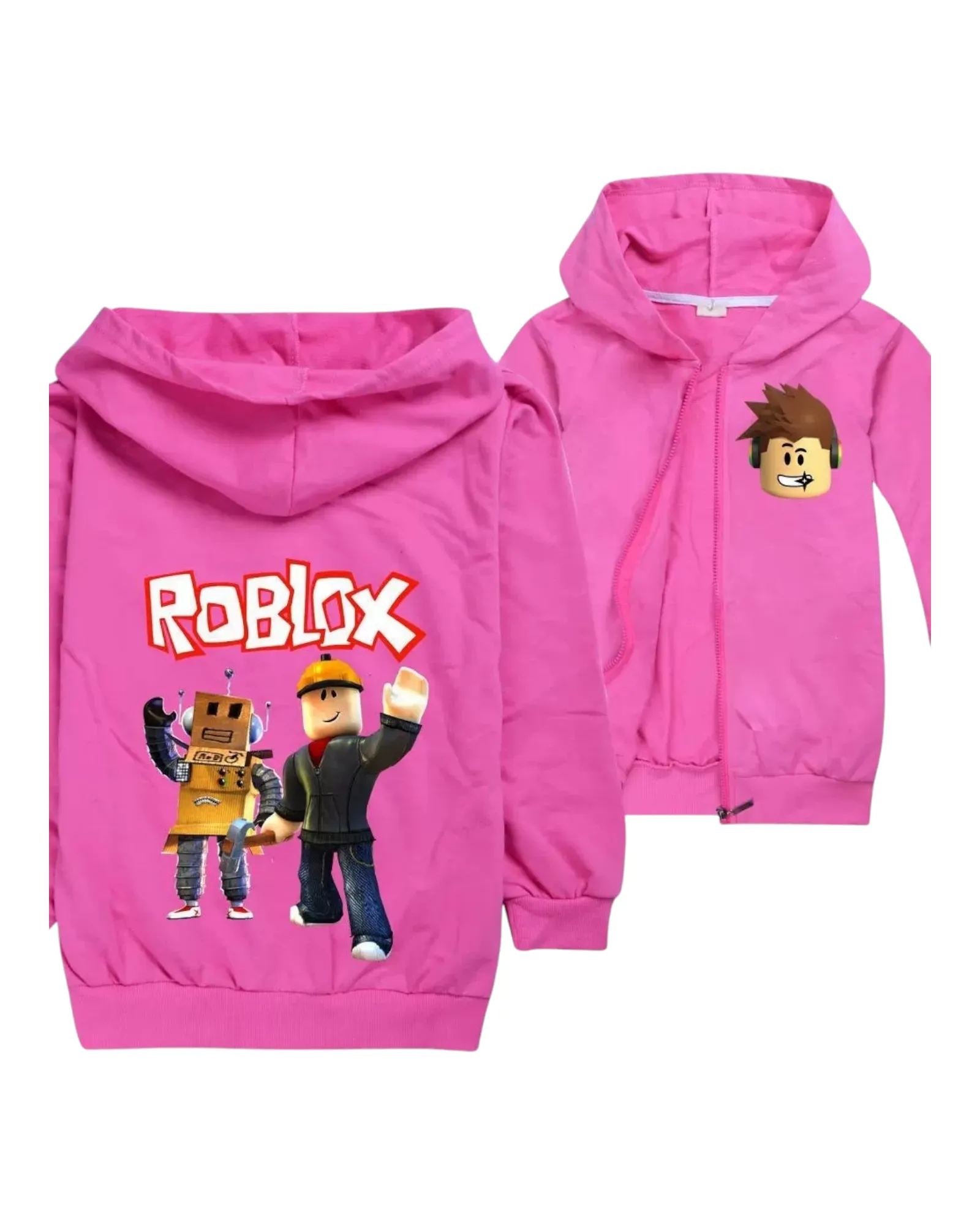 Girls' Pink Zip-Up Roblox Hoodie Jacket