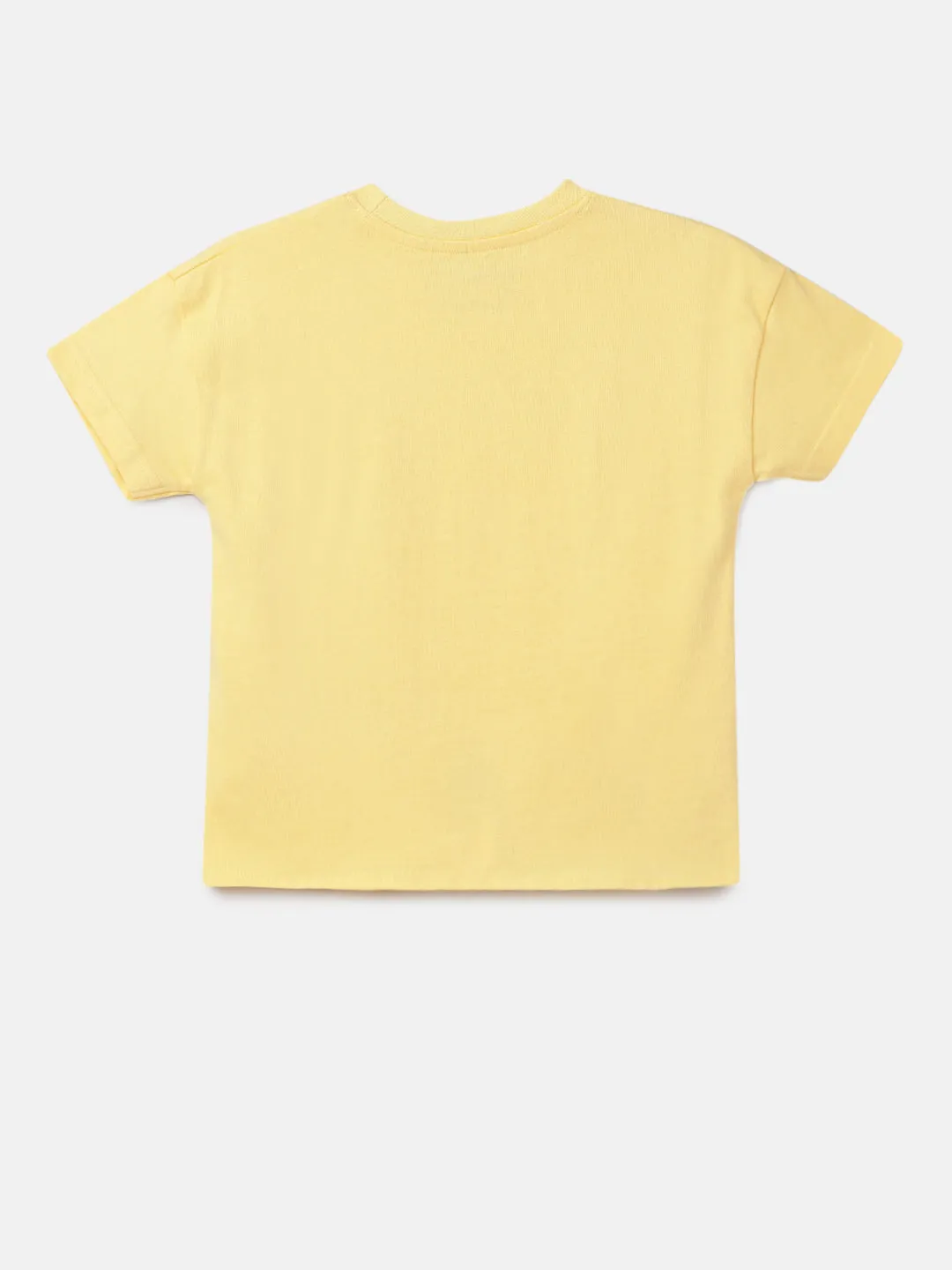 Girls Printed Smart Tie Front Yellow T-Shirt