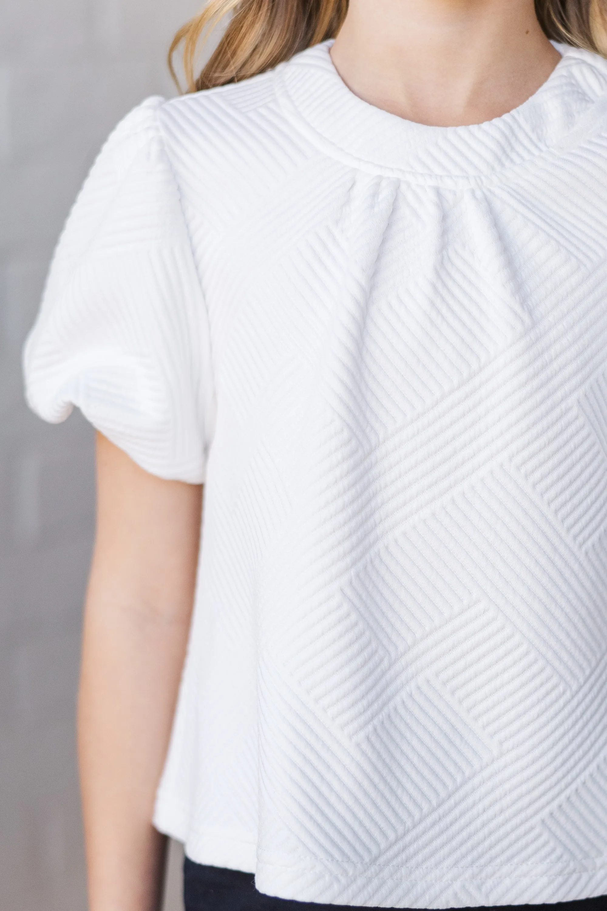 Girls: The Coraline White Textured Blouse