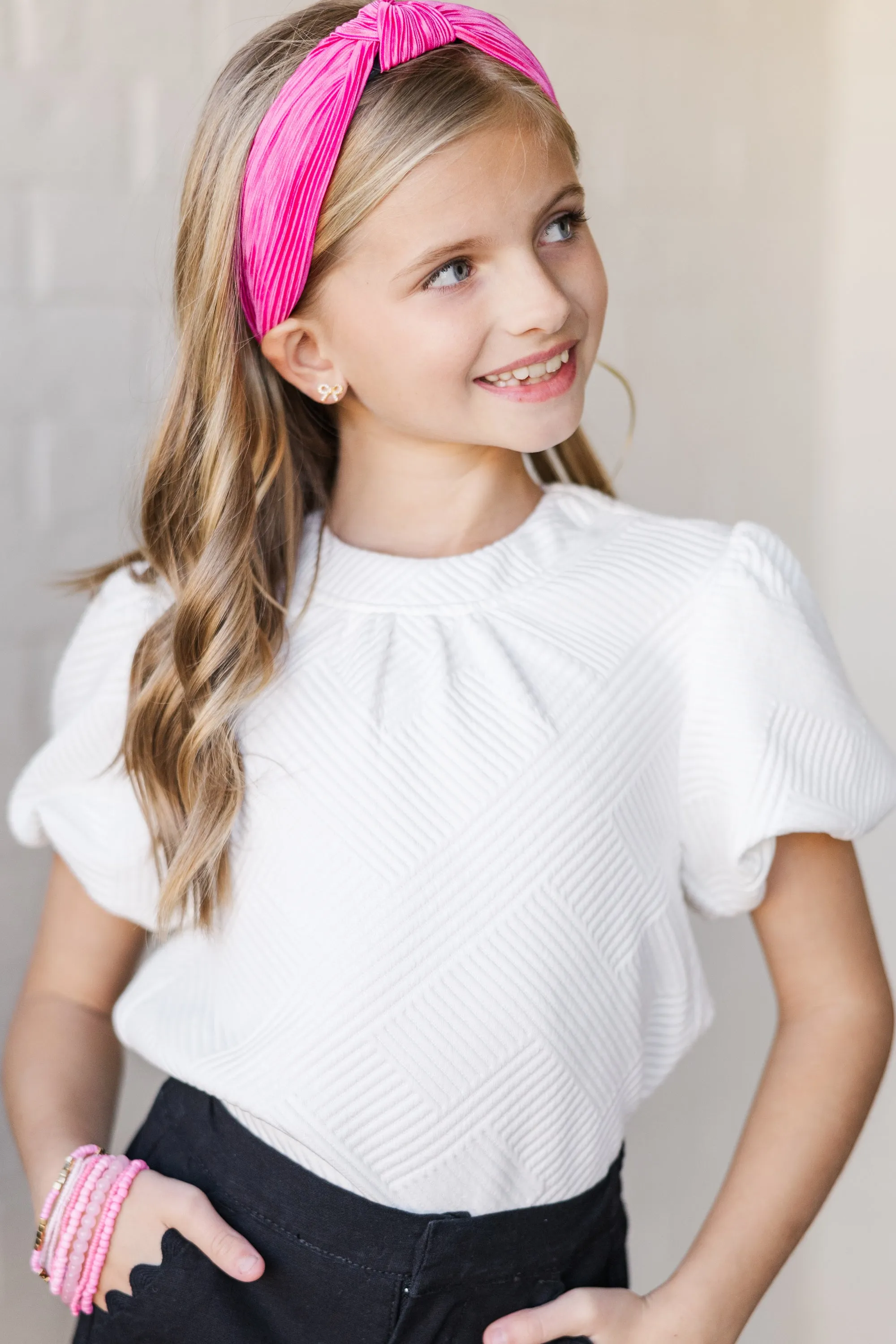 Girls: The Coraline White Textured Blouse