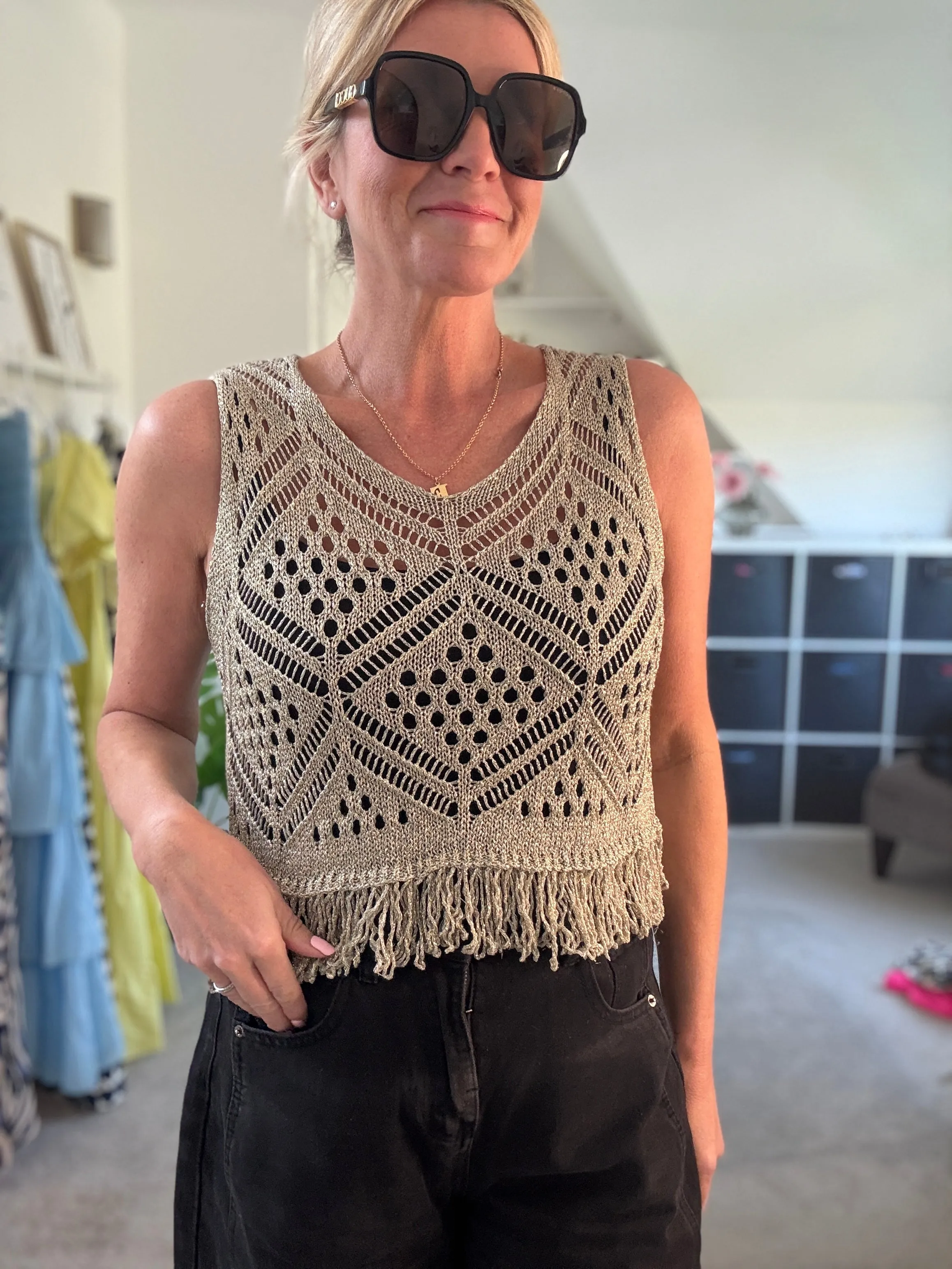 Gold Crochet Bella Top