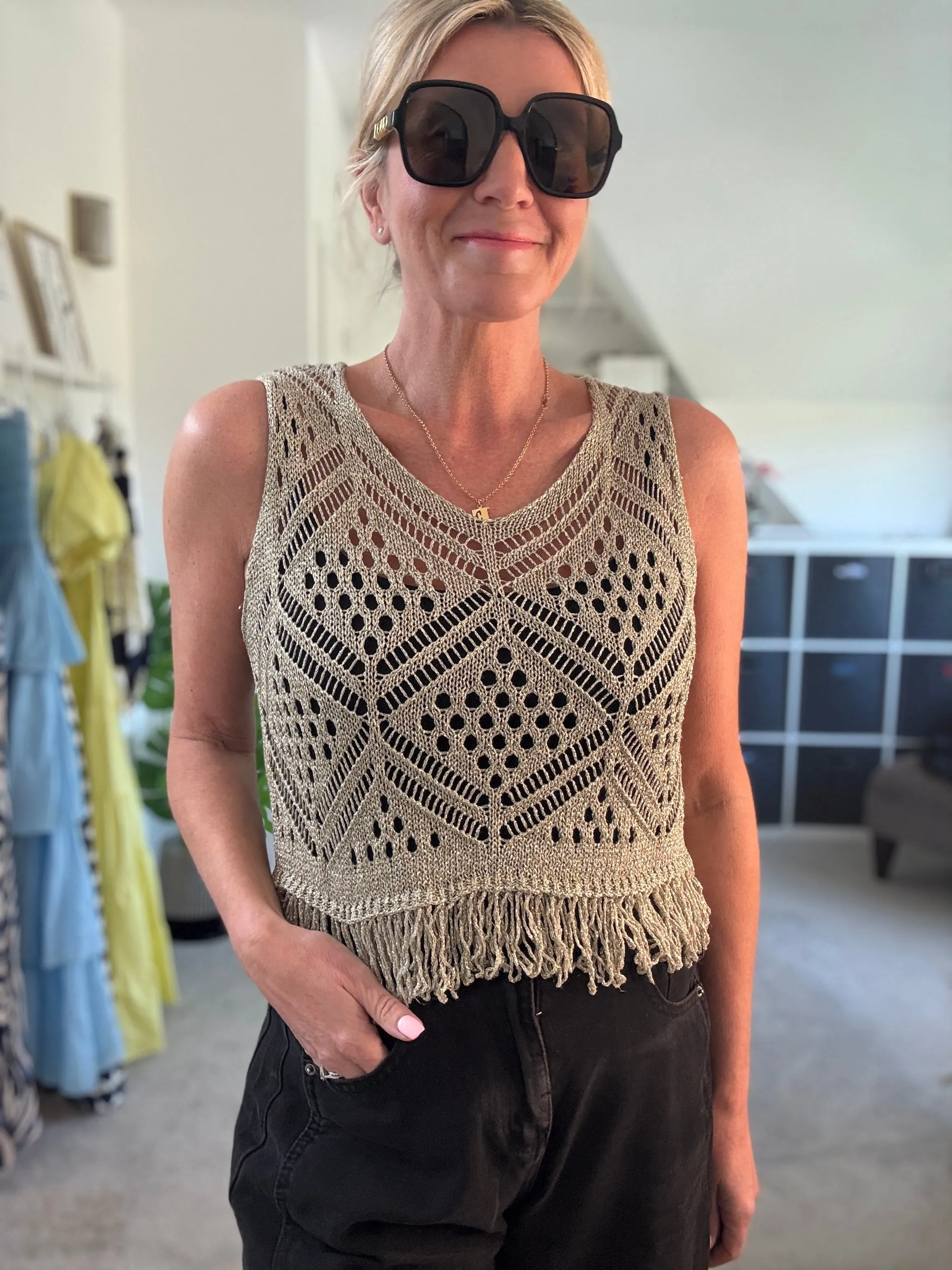Gold Crochet Bella Top