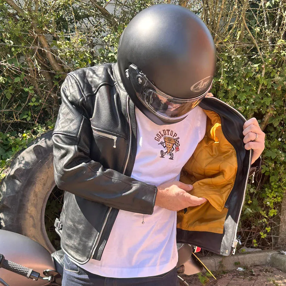GOLDTOP FLAT TRACKER JACKET SUMMER VERSION W/ SEAMLESS FRONT (CE ARMOURED) - BLACK
