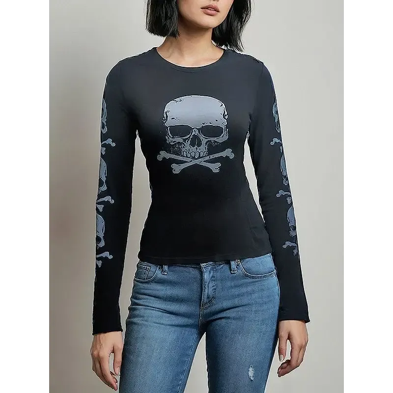 Gothic Full Zip Y2K Style Top for Women in Solid Colors