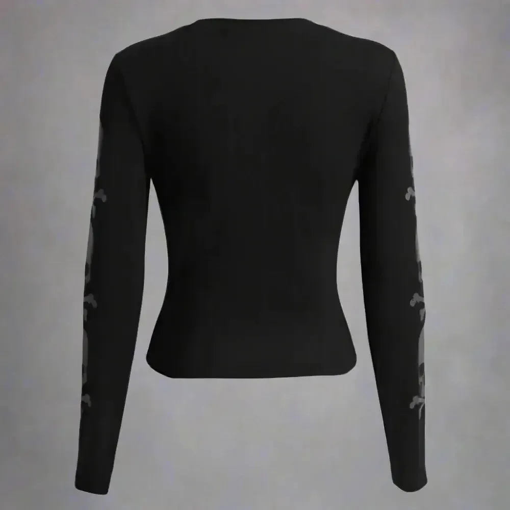 Gothic Full Zip Y2K Style Top for Women in Solid Colors