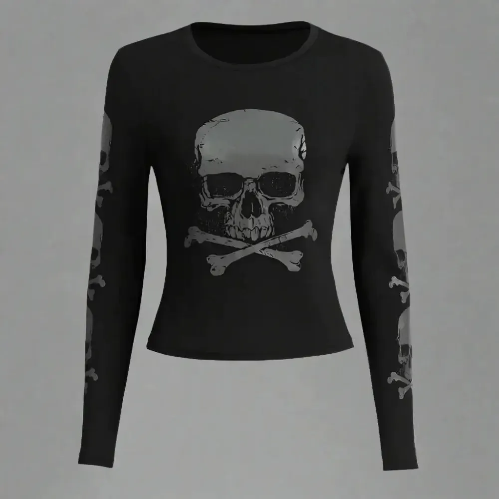 Gothic Full Zip Y2K Style Top for Women in Solid Colors