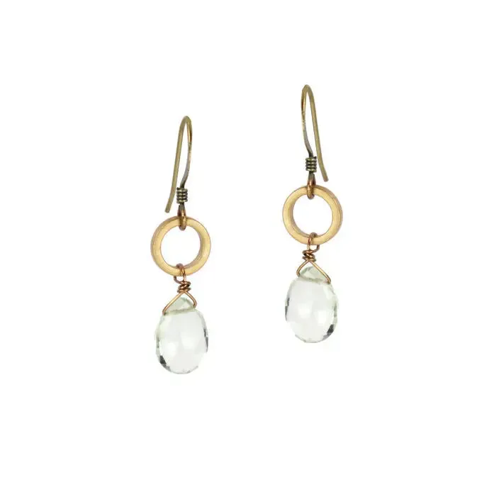 Green Amethyst Circle Earrings