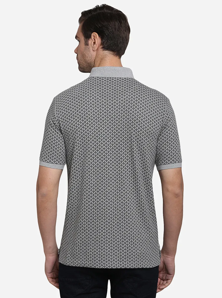 Grey Solid Slim Fit Polo T-Shirt | JadeBlue