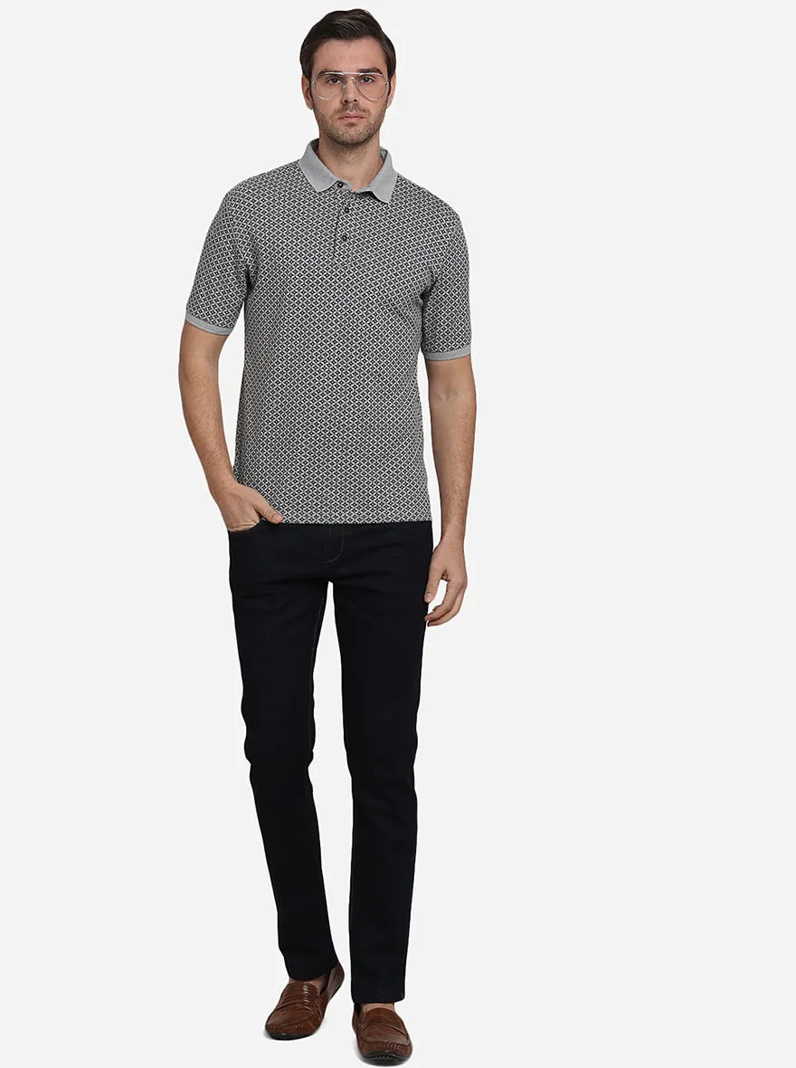 Grey Solid Slim Fit Polo T-Shirt | JadeBlue