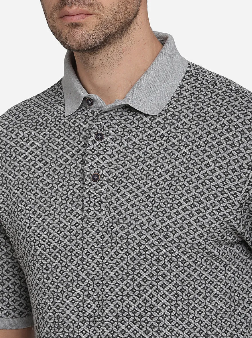Grey Solid Slim Fit Polo T-Shirt | JadeBlue