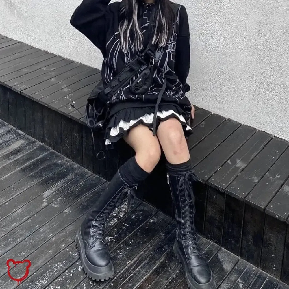 Grunge Ruffle Skirt in Apparition