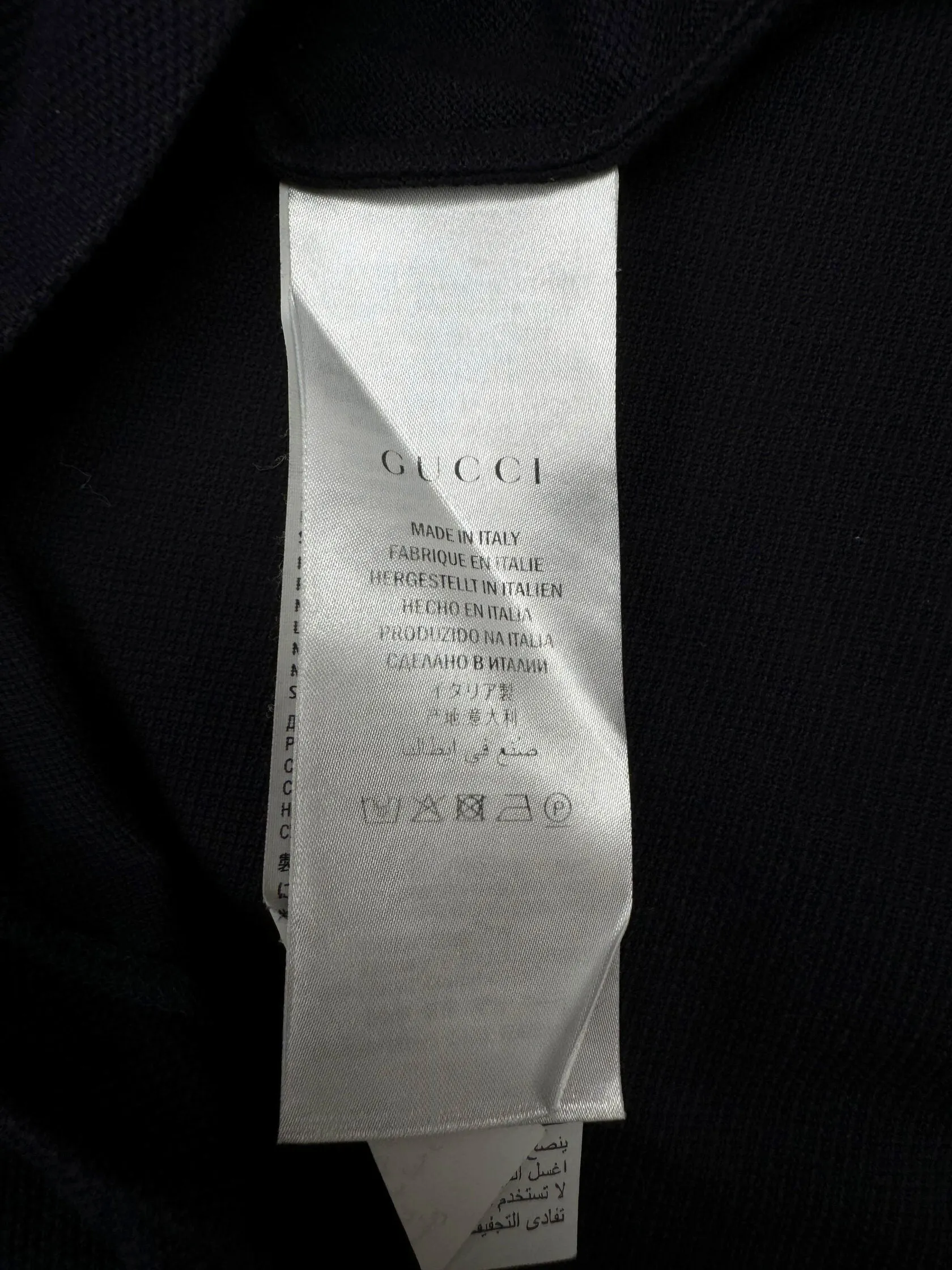 Gucci Stripe Tiger Embroidered Collar Polo - Navy
