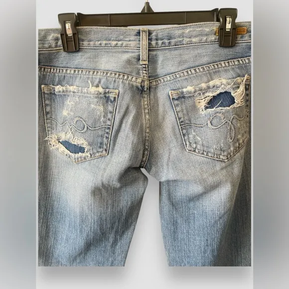 Guess Premium Jeans Women 26 Light Wash Distressed Y2K Low Rise Bootcut Vintage