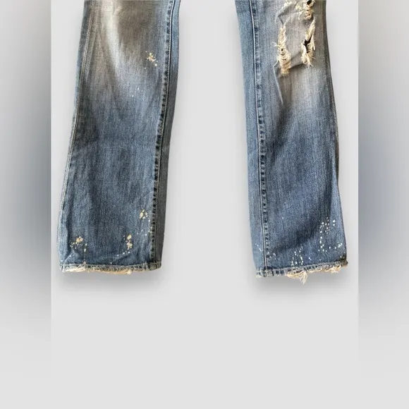 Guess Premium Jeans Women 26 Light Wash Distressed Y2K Low Rise Bootcut Vintage