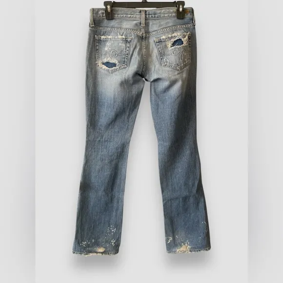 Guess Premium Jeans Women 26 Light Wash Distressed Y2K Low Rise Bootcut Vintage