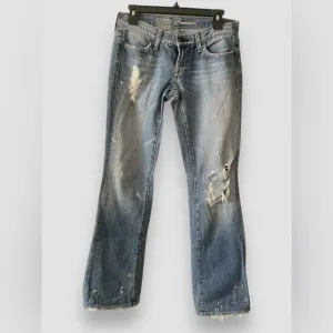 Guess Premium Jeans Women 26 Light Wash Distressed Y2K Low Rise Bootcut Vintage