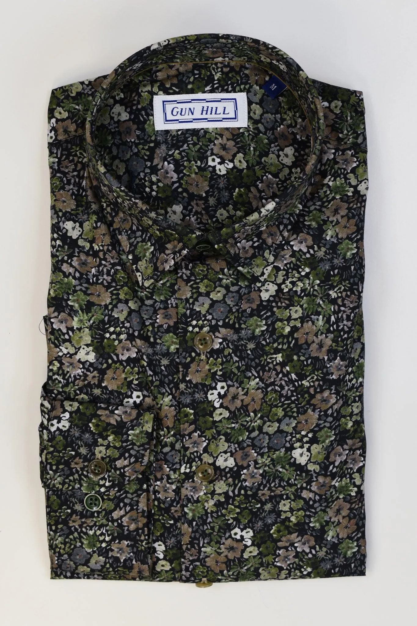 Gun Hill Mens Bale Flower shirt - Olive green